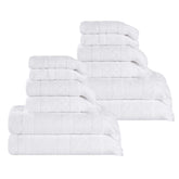Rolla Cotton Geometric Jacquard Plush Soft Absorbent 12 Piece Towel Set